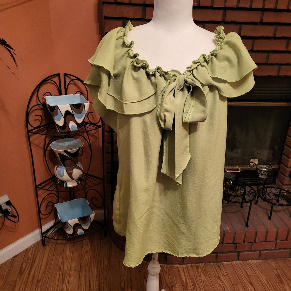 Elegant Green Ruffle Top